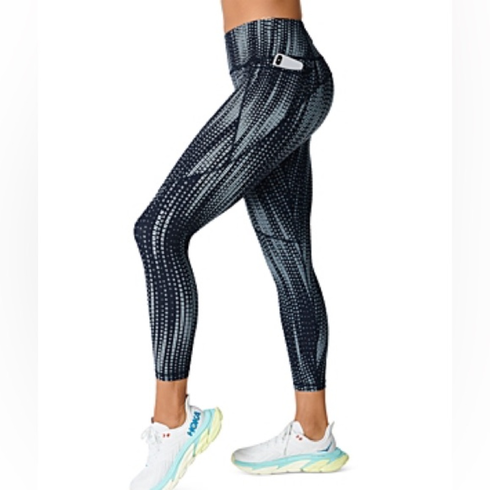 sweaty betty power leggings blue SB fade print sz L